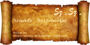 Szopkó Szilveszter névjegykártya